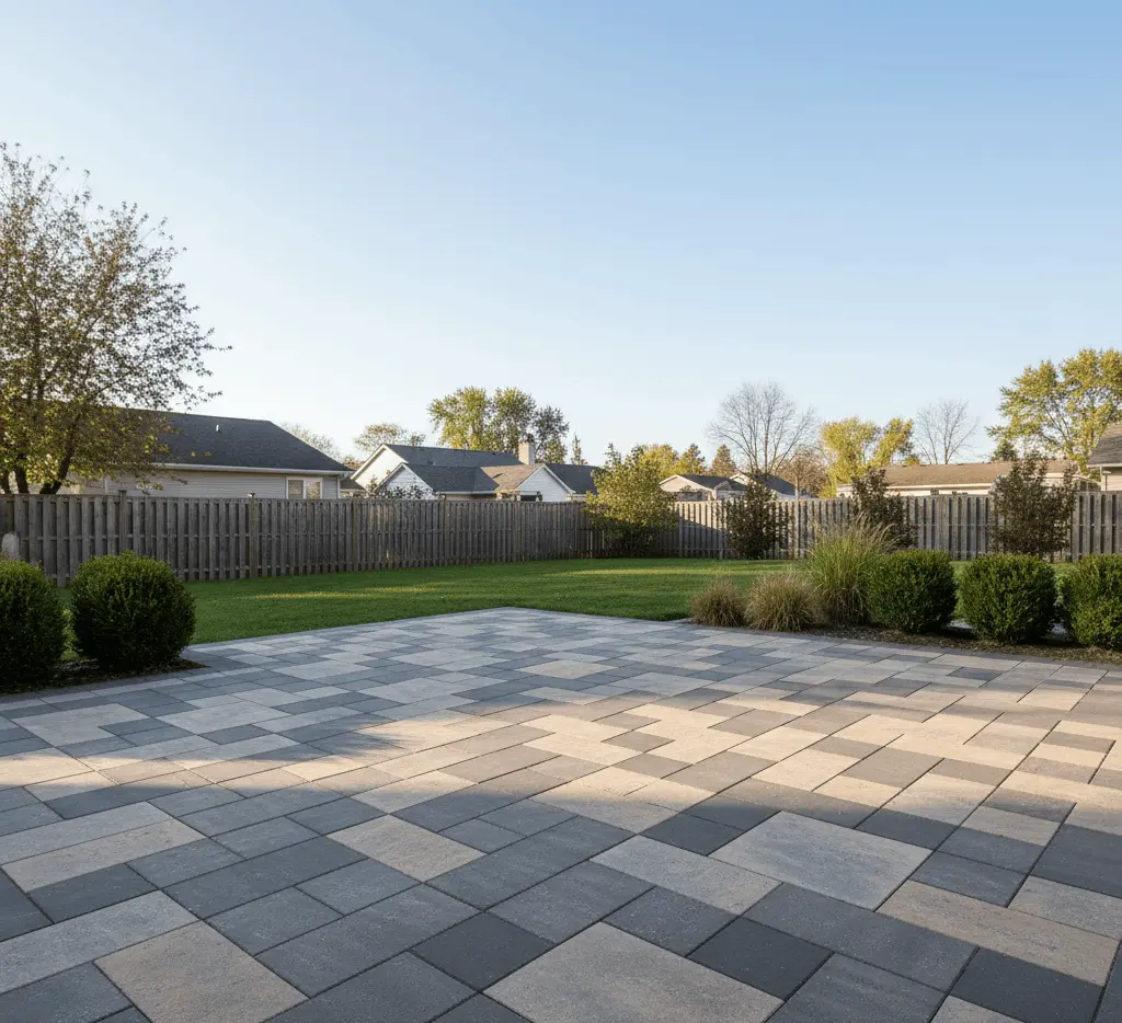 Outdoor paving tiles installed on a stylish residential patio in Buffalo, NY